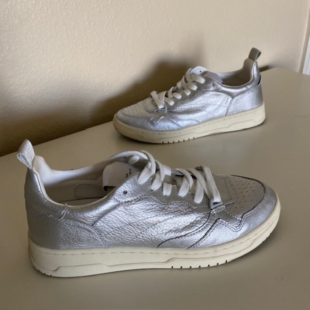 Steve Madden Everlie‎ Silver Lea Flat Fashion Lace-Up Sneakers Women's 9.5M - Picture 4 of 15